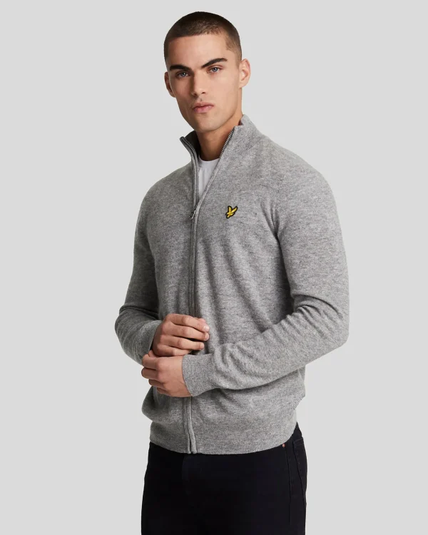 Lyle & Scott Pullover & Strickwaren<Lambswool Blend Zip Through Cardigan MidGreyMarl