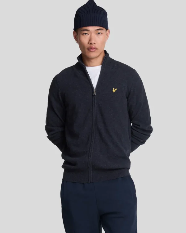 Lyle & Scott Pullover & Strickwaren<Lambswool Blend Zip Through Cardigan DarkNavyMarl