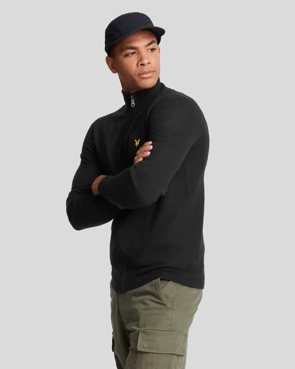 Lyle & Scott Vermächtnis | Pullover & Strickwaren<Lambswool Blend Zip Through Cardigan JetBlackMarl