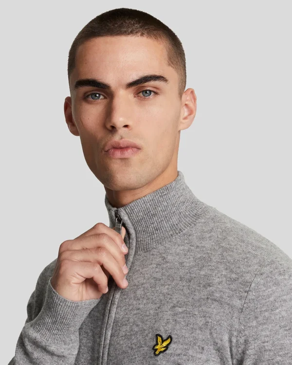 Lyle & Scott Pullover & Strickwaren<Lambswool Blend Zip Through Cardigan MidGreyMarl