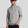 Lyle & Scott Polohemden<Langärmeliges gestricktes Poloshirt aus Baumwolle und Merino MidGreyMarl