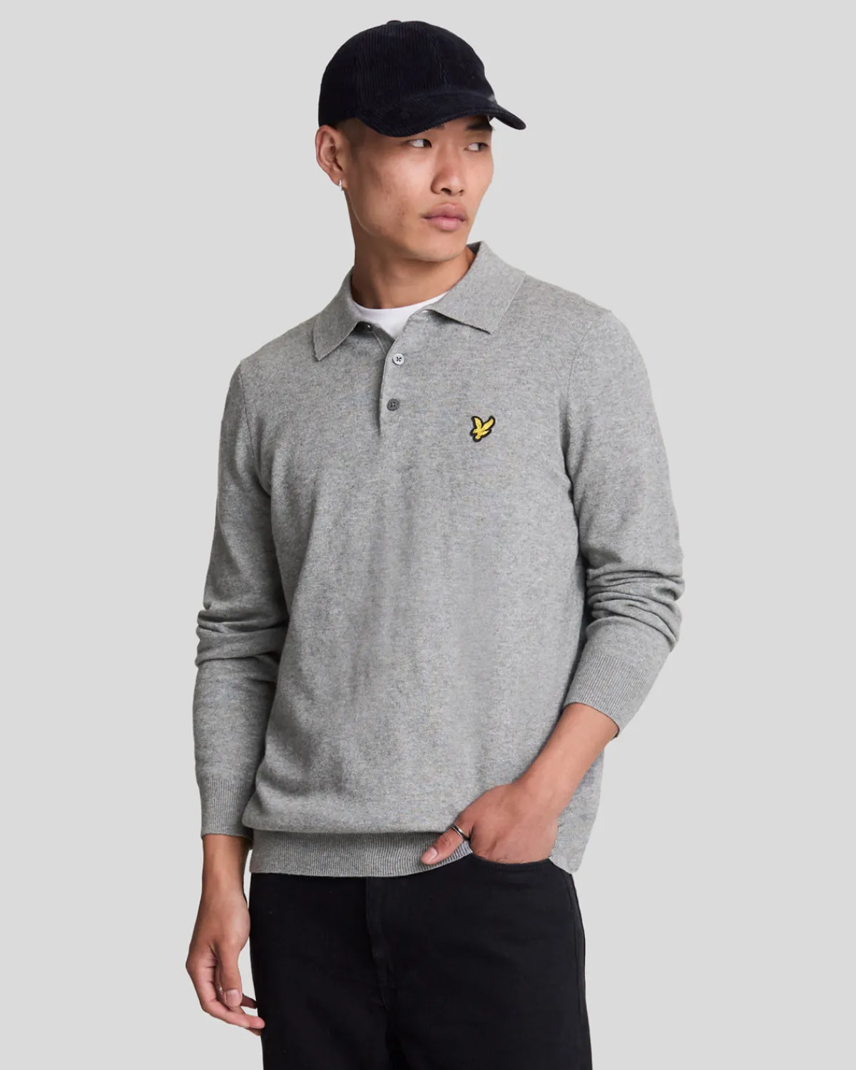 langrmeliges_gestricktes_poloshirt_aus_baumwolle_und_merino_0-1.webp Lyle & Scott Polohemden<Langärmeliges gestricktes Poloshirt aus Baumwolle und Merino MidGreyMarl