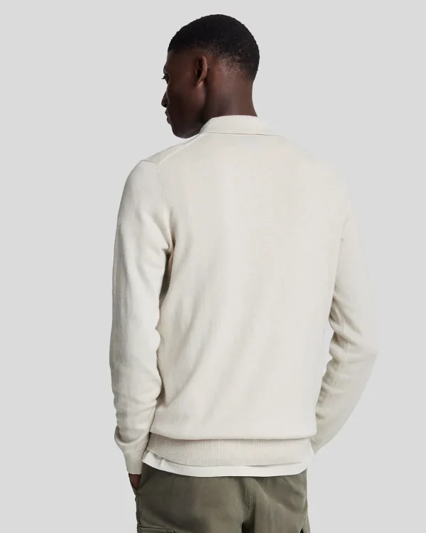 Lyle & Scott Polohemden<Langärmeliges gestricktes Poloshirt aus Baumwolle und Merino Cove