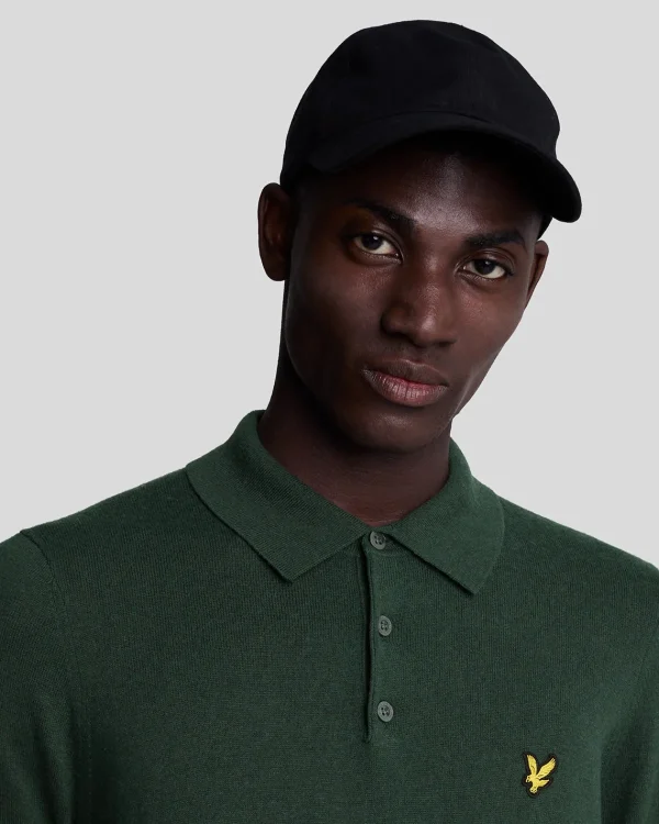 Lyle & Scott Polohemden<Langärmeliges gestricktes Poloshirt aus Baumwolle und Merino ArgyleTeal