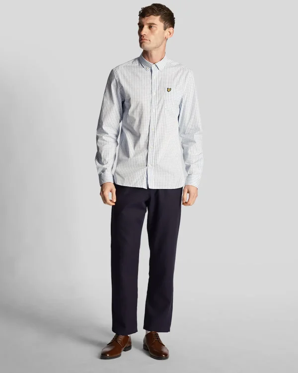 Lyle & Scott Hemden<Langärmeliges Slim Fit Gingham Hemd Hellblau/weiß
