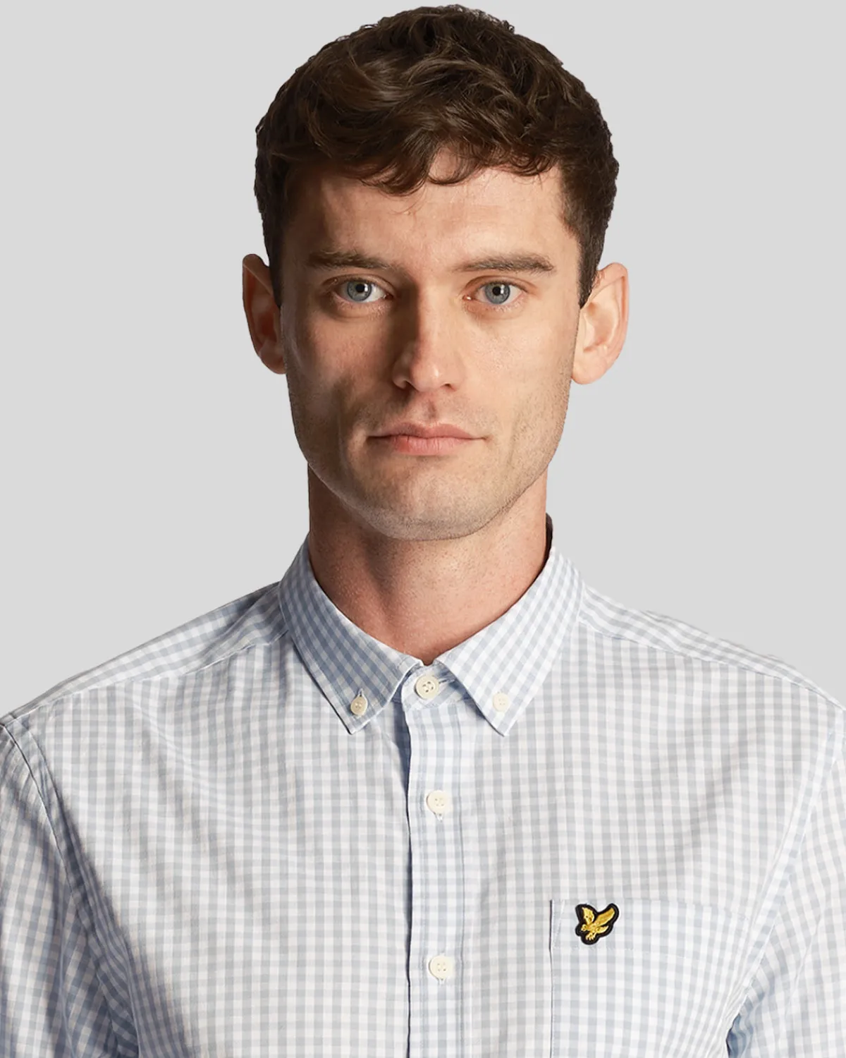 langrmeliges_slim_fit_gingham_hemd_3.webp Lyle & Scott Hemden<Langärmeliges Slim Fit Gingham Hemd Hellblau/weiß