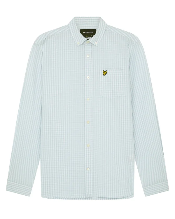 Lyle & Scott Hemden<Langärmeliges Slim Fit Gingham Hemd Hellblau/weiß