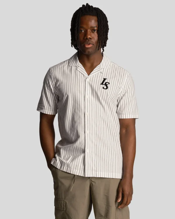 Lyle & Scott Drehbuchsticke | Hemden<Nadelstreifenhemd mit Revere-Kragen Kreide