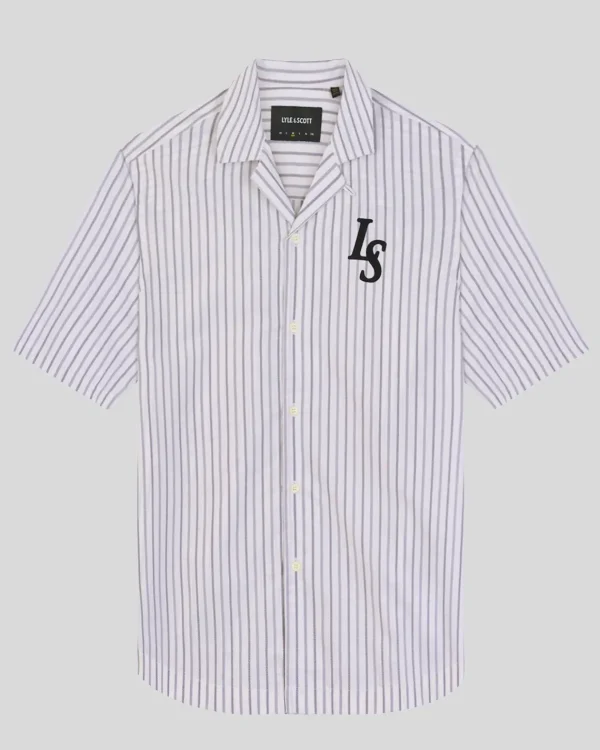 Lyle & Scott Drehbuchsticke | Hemden<Nadelstreifenhemd mit Revere-Kragen Kreide