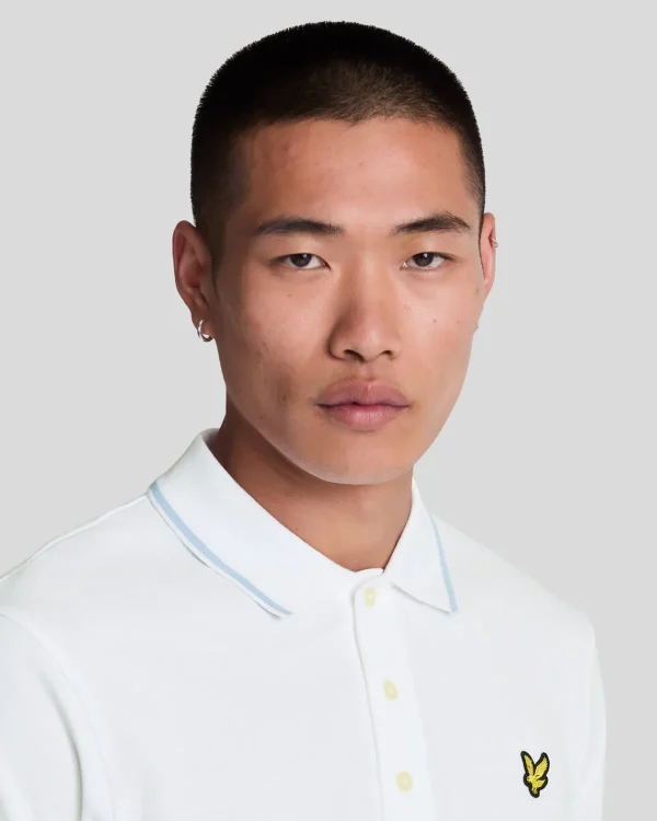 Lyle & Scott Polohemden<Polohemd mit Spitze Weiß/hellblau