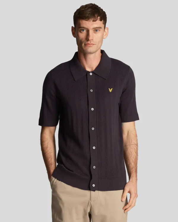 Lyle & Scott Polohemden<Polohemd mit strukturiertem Streifenstrick DunkleMarine
