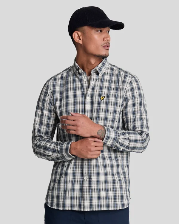 Lyle & Scott Hemden<Popeline-Hemd mit gewaschenem Karo Cove/DarkNavy