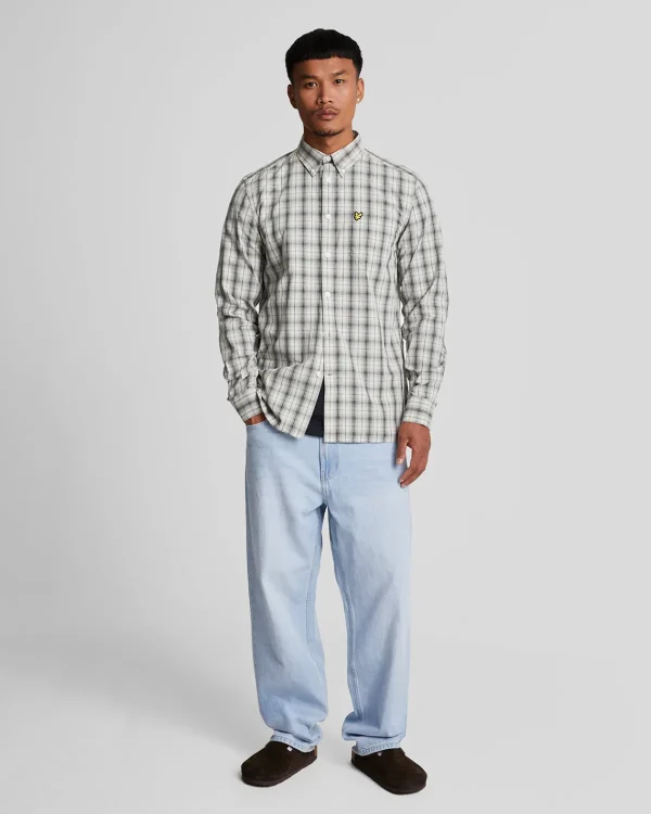 Lyle & Scott Vermächtnis | Hemden<Popeline-Hemd mit gewaschenem Karo Gunmetal/MidGreyMarl