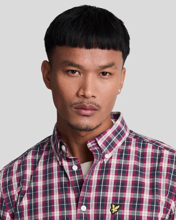 Lyle & Scott Vermächtnis | Hemden<Popeline-Hemd mit gewaschenem Karo DarkNavy/RichBurgundy