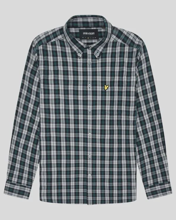 Lyle & Scott Vermächtnis | Hemden<Popeline-Hemd mit gewaschenem Karo ArgyleTeal/MidGreyMarl