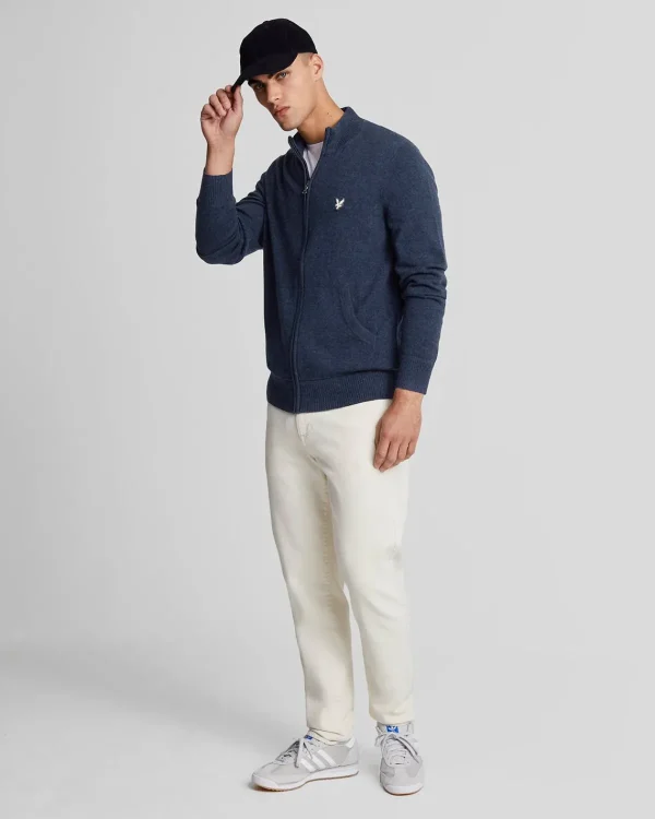 Lyle & Scott Reframed<Premium Kaschmir-Mischung Zip Through Pullover MidnightNavy