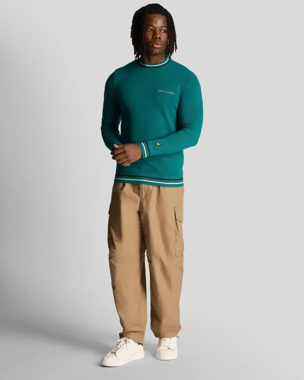 Lyle & Scott Drehbuchsticke<Pullover mit Rundhalsausschnitt Gerichtsgrün