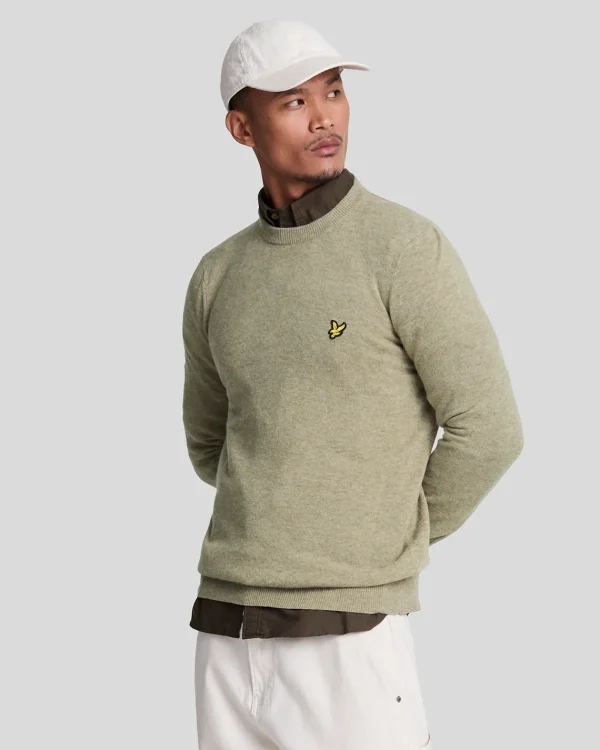 Lyle & Scott Pullover & Strickwaren<Pullover mit Rundhalsausschnitt aus Lambswool-Mischung SageUniformMarl