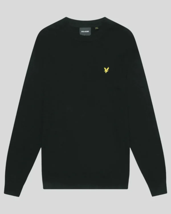Lyle & Scott Groß & Groß | Übergrößen<Rundhals-Pullover aus Baumwolle und Merino Pechschwarz