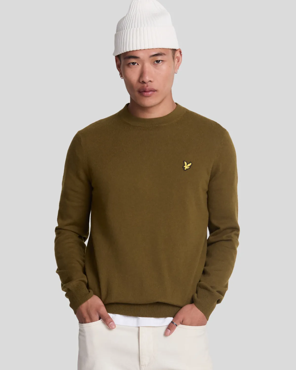 rundhalspullover_aus_baumwolle_und_merino_0-7.webp Lyle & Scott Pullover & Strickwaren<Rundhals-Pullover aus Baumwolle und Merino Olive
