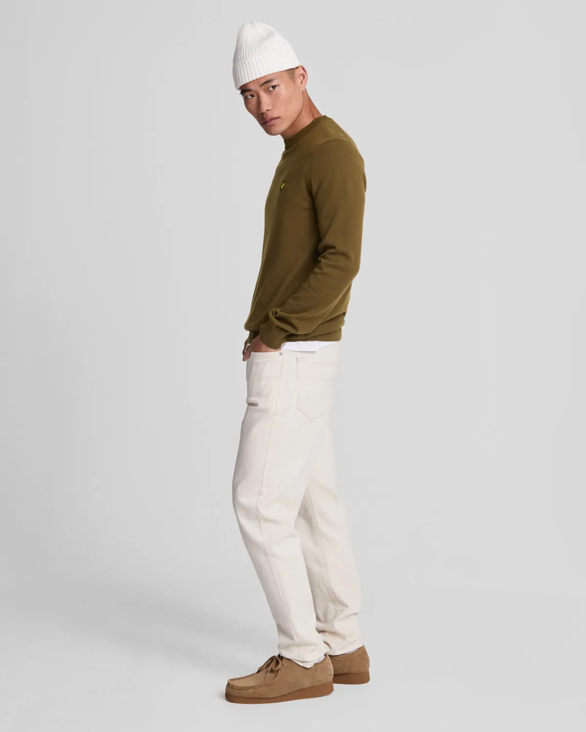 rundhalspullover_aus_baumwolle_und_merino_1-1.webp Lyle & Scott Pullover & Strickwaren<Rundhals-Pullover aus Baumwolle und Merino Olive