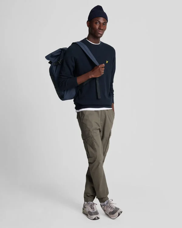Lyle & Scott Pullover & Strickwaren<Rundhals-Pullover aus Baumwolle und Merino DunkleMarine