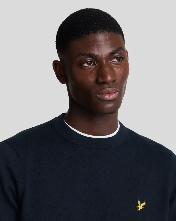 Lyle & Scott Pullover & Strickwaren<Rundhals-Pullover aus Baumwolle und Merino DunkleMarine