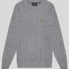 Lyle & Scott Groß & Groß | Übergrößen<Rundhals-Pullover mit Kabel MidGreyMarl