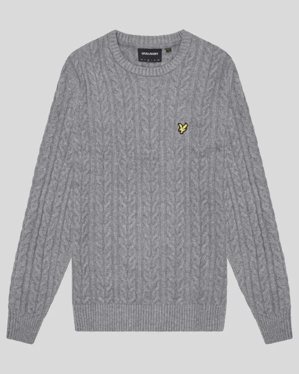 Lyle & Scott Groß & Groß | Übergrößen<Rundhals-Pullover mit Kabel MidGreyMarl