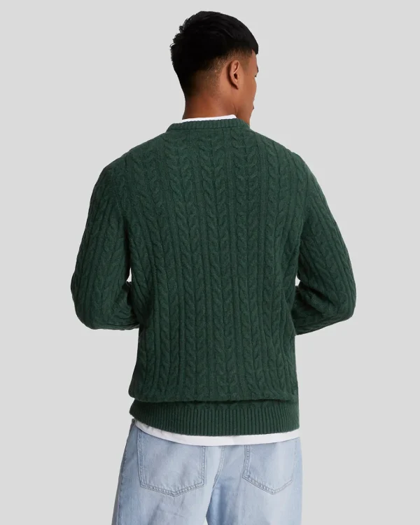 Lyle & Scott Pullover & Strickwaren<Rundhals-Pullover mit Kabel DarkGreenMarl