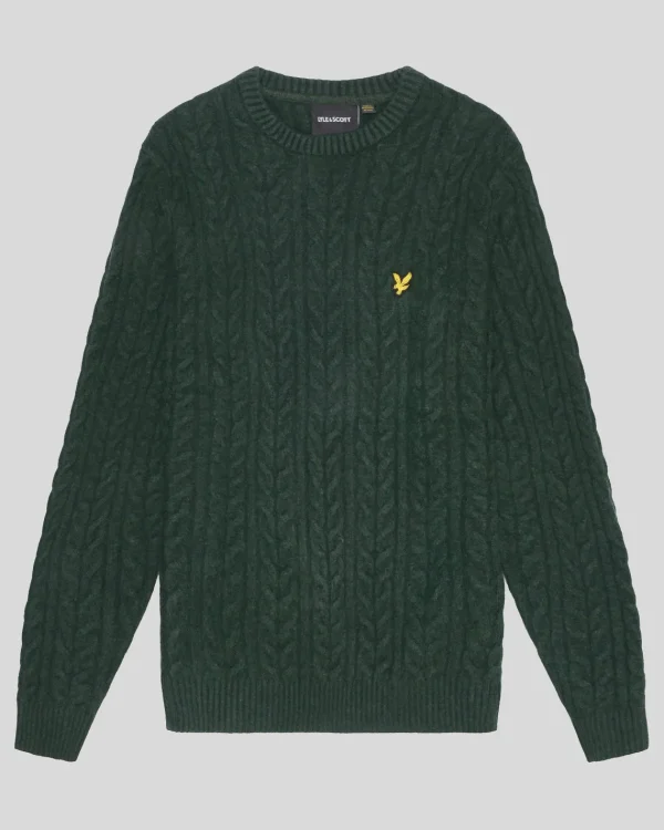 Lyle & Scott Pullover & Strickwaren<Rundhals-Pullover mit Kabel DarkGreenMarl
