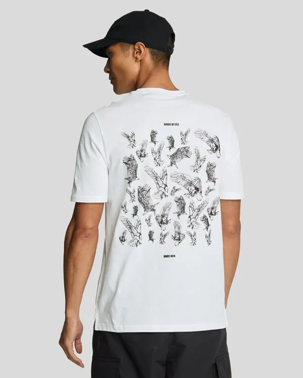 Lyle & Scott T-shirts<Scattered Eagles Grafik T-Shirt White