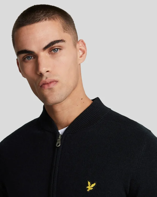 Lyle & Scott Pullover & Strickwaren<Strickbomber-Pullover aus einer Lammwollmischung DarkNavy