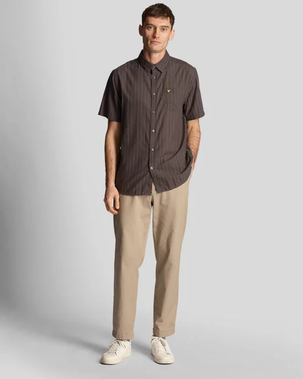 Lyle & Scott Hemden<Texturierte Streifen Kurzarmhemd Gunmetal