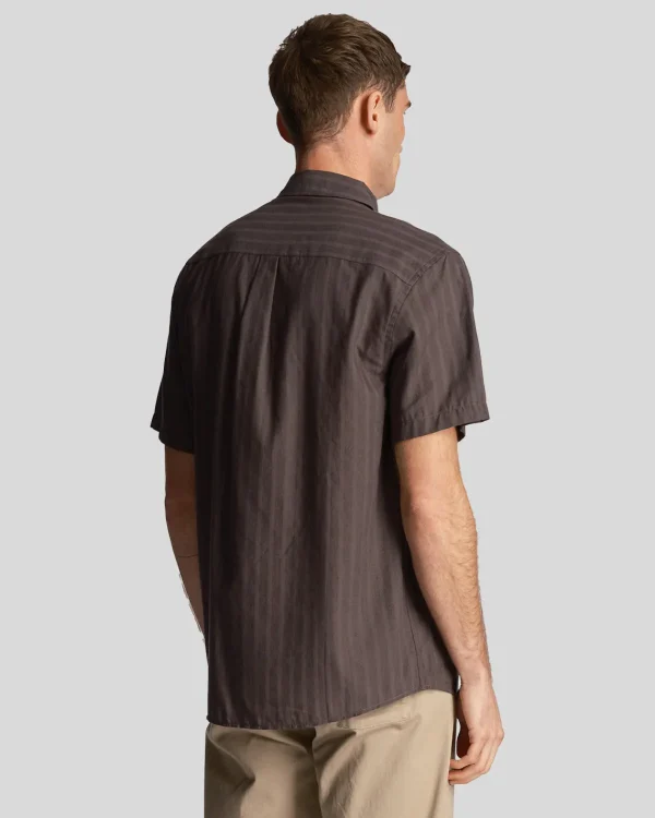 Lyle & Scott Hemden<Texturierte Streifen Kurzarmhemd Gunmetal