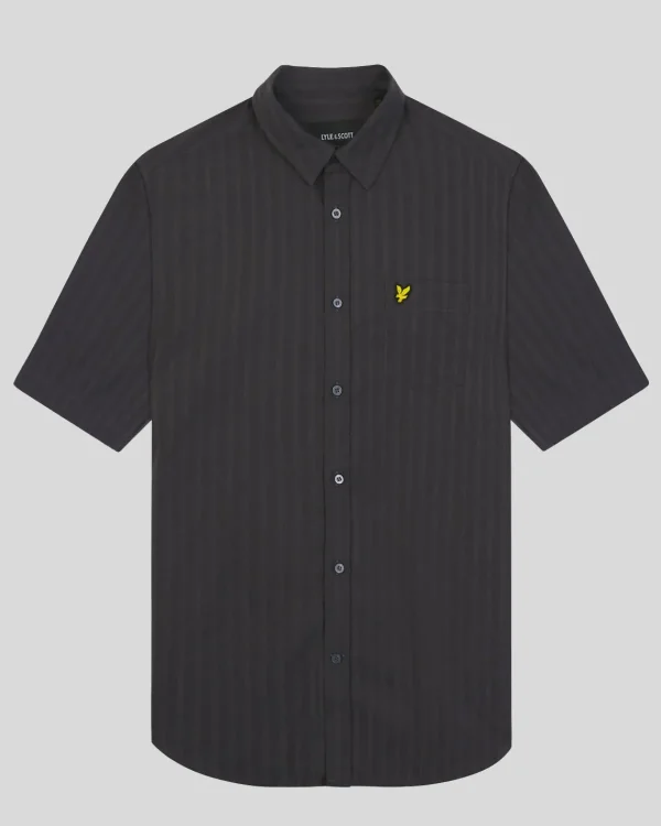 Lyle & Scott Hemden<Texturierte Streifen Kurzarmhemd Gunmetal