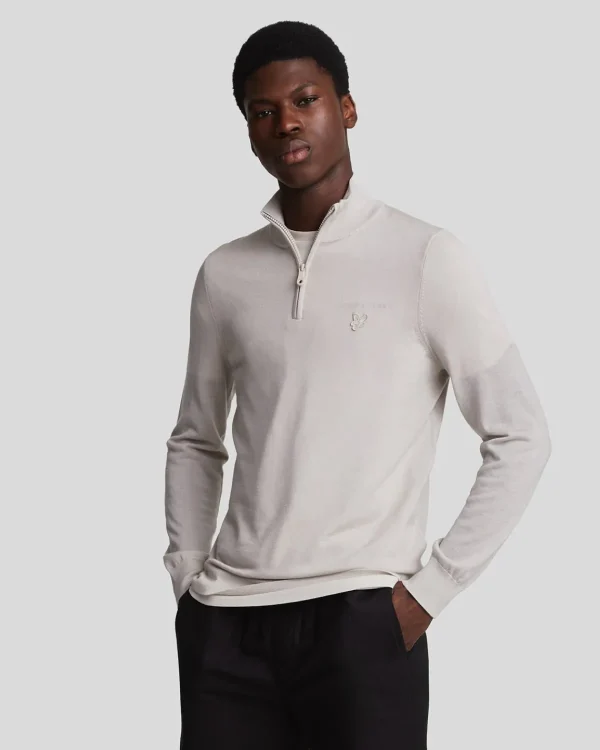 Lyle & Scott Reframed | Pullover & Strickwaren<Tonal Eagle Merino 1/4 Zip Pullover Cove