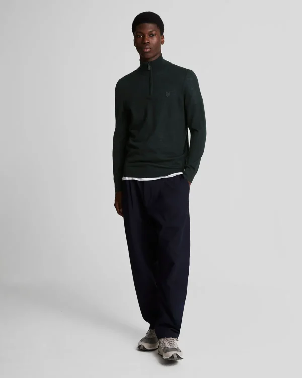 Lyle & Scott Reframed<Tonal Eagle Merino 1/4 Zip Pullover JetBlack