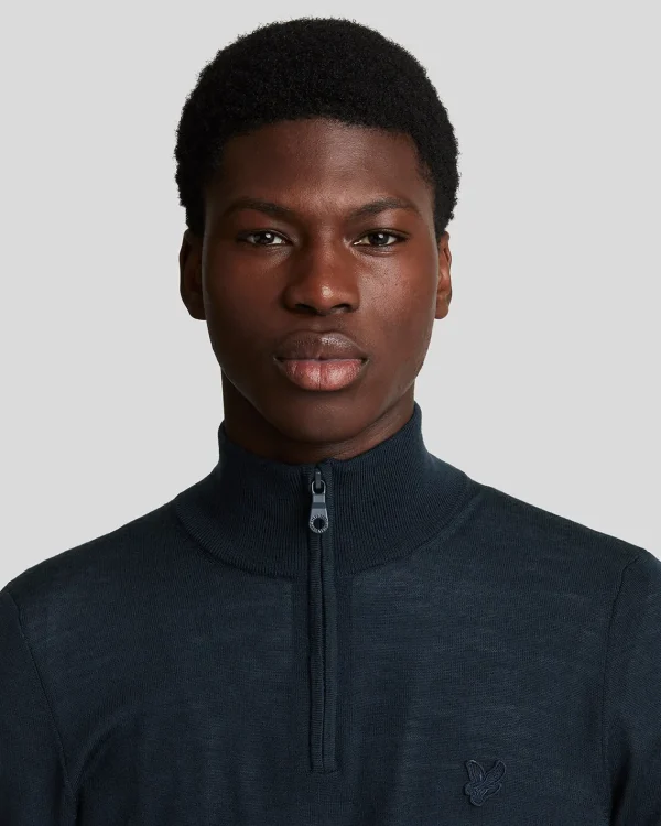 Lyle & Scott Reframed<Tonal Eagle Merino 1/4 Zip Pullover DarkNavy