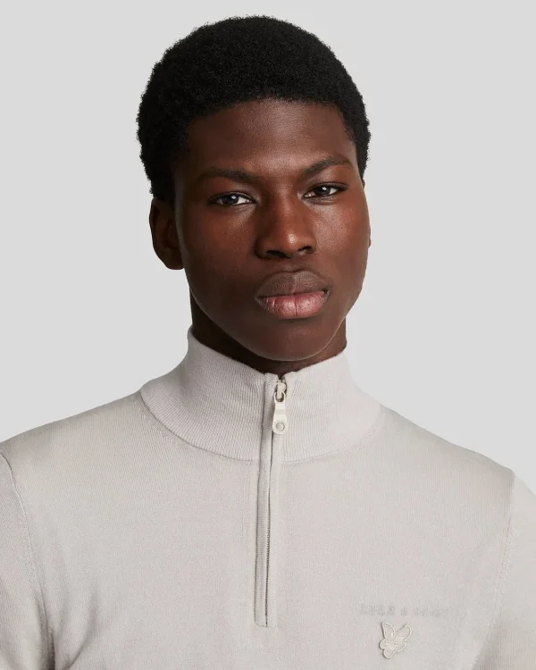 Lyle & Scott Reframed | Pullover & Strickwaren<Tonal Eagle Merino 1/4 Zip Pullover Cove