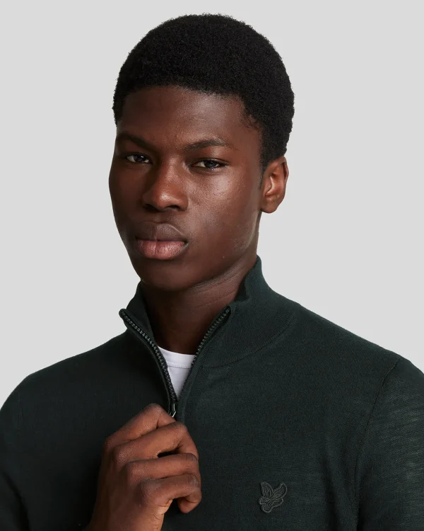 Lyle & Scott Reframed<Tonal Eagle Merino 1/4 Zip Pullover JetBlack