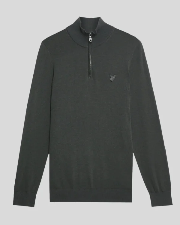 Lyle & Scott Reframed | Pullover & Strickwaren<Tonal Eagle Merino 1/4 Zip Pullover Gunmetal