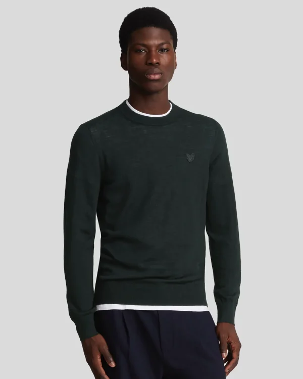 Lyle & Scott Reframed | Pullover & Strickwaren<Tonal Eagle Merino Rundhals-Pullover JetBlack