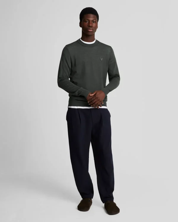 Lyle & Scott Reframed | Pullover & Strickwaren<Tonal Eagle Merino Rundhals-Pullover Gunmetal