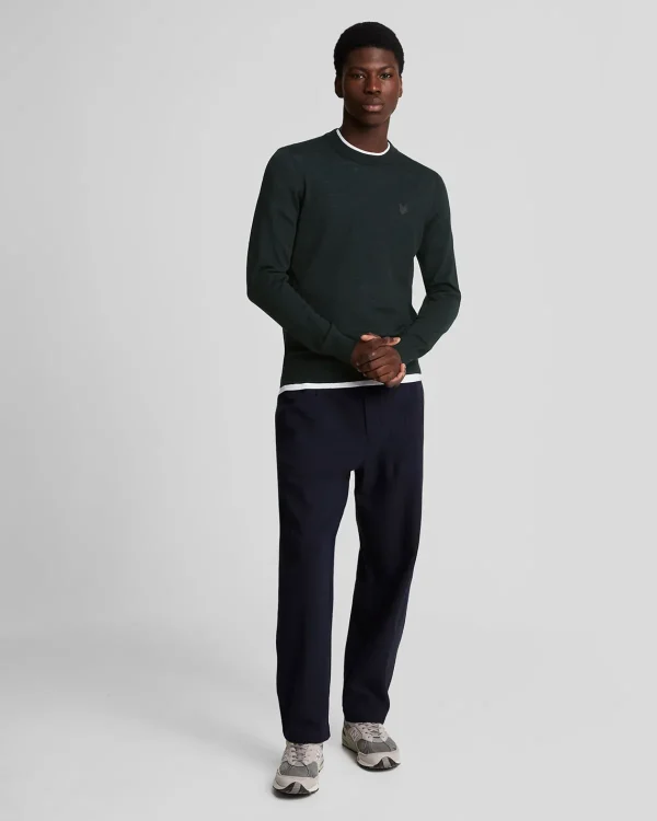 Lyle & Scott Reframed | Pullover & Strickwaren<Tonal Eagle Merino Rundhals-Pullover JetBlack