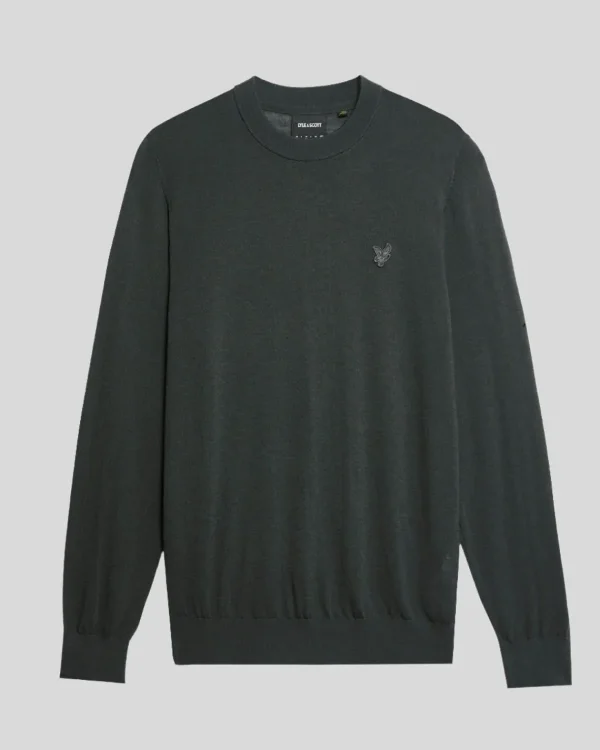 Lyle & Scott Reframed | Pullover & Strickwaren<Tonal Eagle Merino Rundhals-Pullover Gunmetal