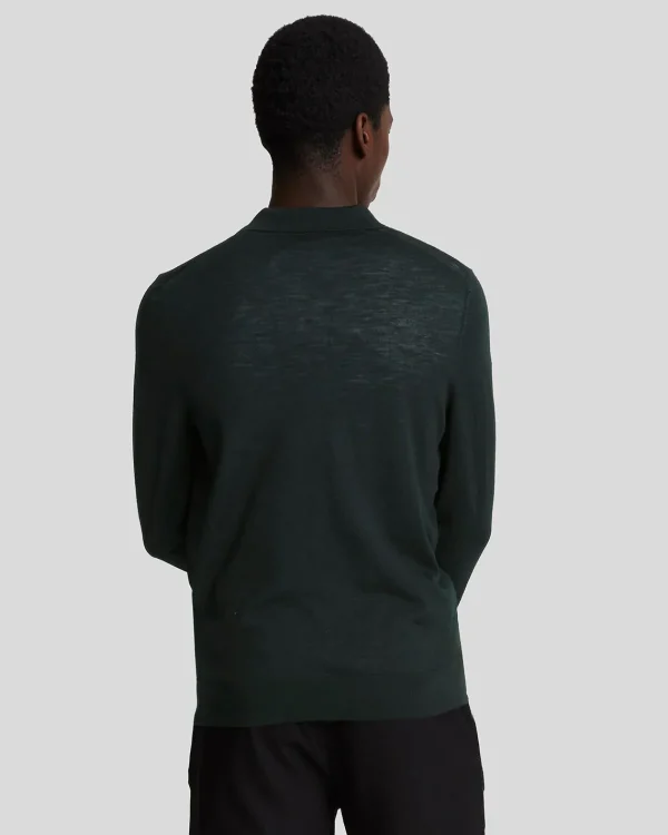 Lyle & Scott Reframed<Tonal Eagle Pullover mit Kragen aus Merino JetBlack