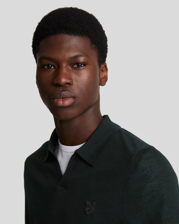 Lyle & Scott Reframed<Tonal Eagle Pullover mit Kragen aus Merino JetBlack