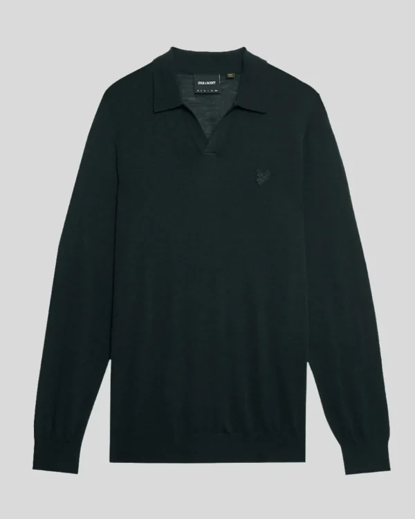 Lyle & Scott Reframed<Tonal Eagle Pullover mit Kragen aus Merino JetBlack