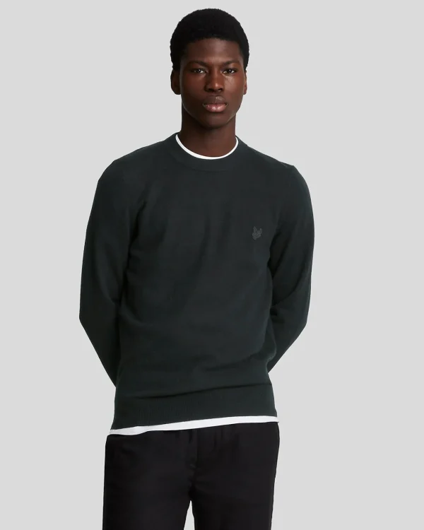 Lyle & Scott Reframed<Tonal Eagle Pullover mit Rundhalsausschnitt aus Lambswool JetBlack